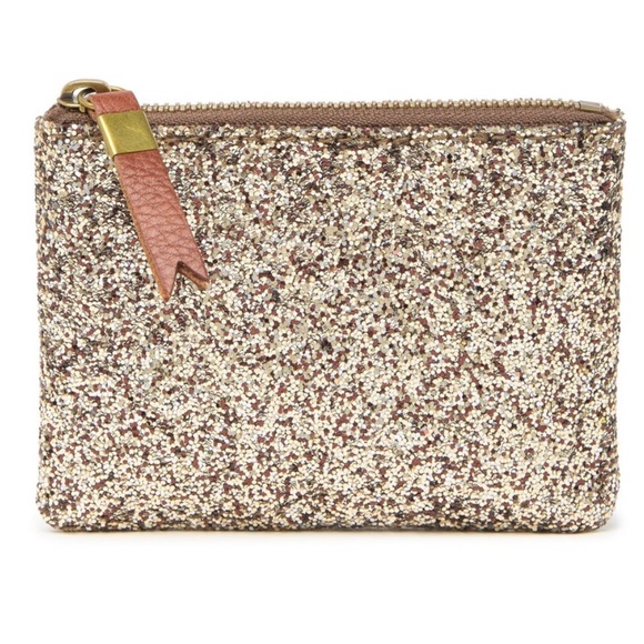Madewell Handbags - Madewell Leather Pouch Wallet Gold Glitter